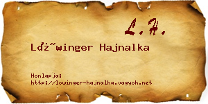 Lőwinger Hajnalka névjegykártya